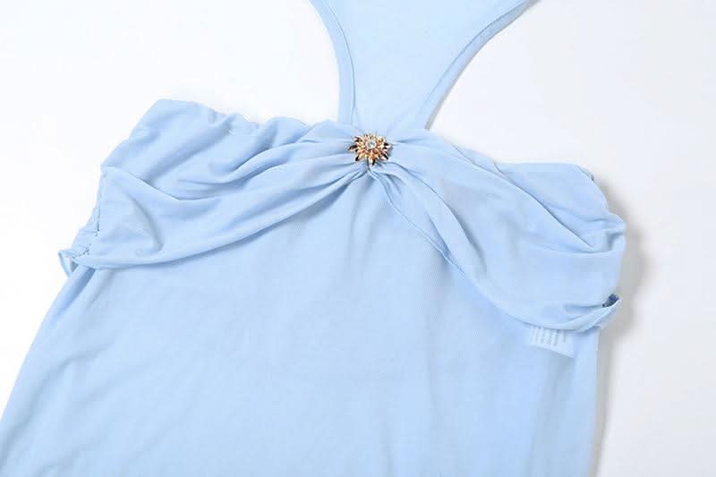 Hollow out slit ruched see through tube cut out maxi dress