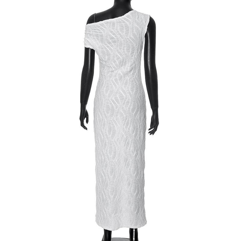 Ruched textured 2-way see through maxi dress