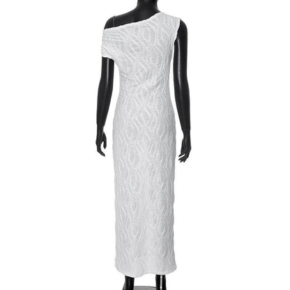 Ruched textured 2-way see through maxi dress