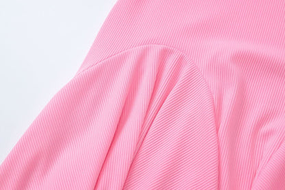 Turnover collar long sleeve solid mini dress