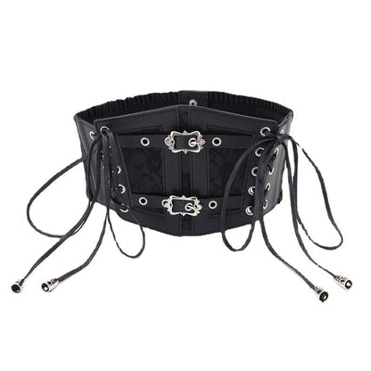 Lace up buckle ruffle contrast corset
