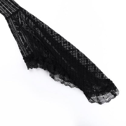 Long flared sleeve lace ruffle shrug top