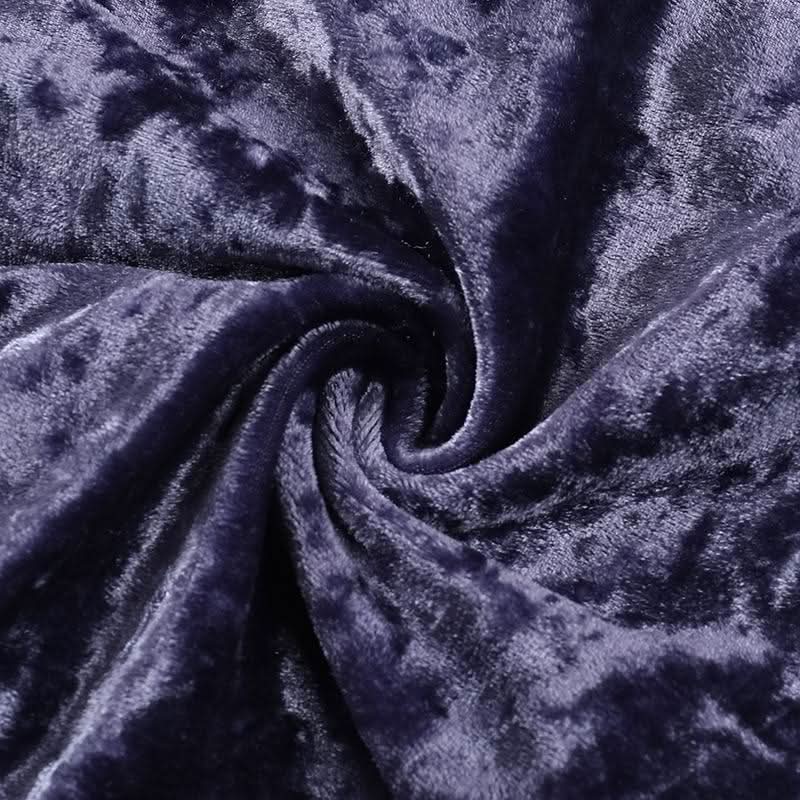 Long sleeve lace hem velvet v neck contrast top