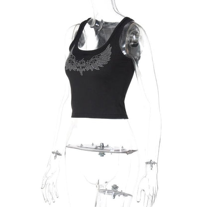 U neck beaded ribbed contrast tank top