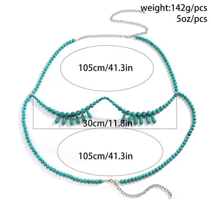 Stone beaded tassels body chain