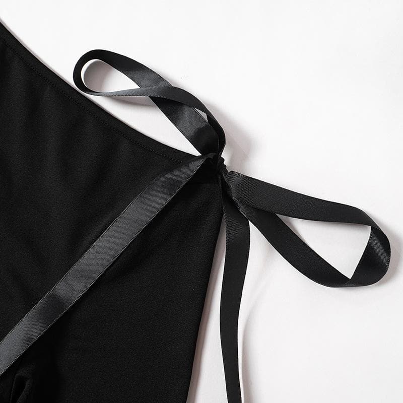 Bowknot solid long sleeve off shoulder 2-way top