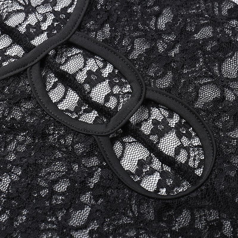 V neck hollow out solid lace cami jumpsuit