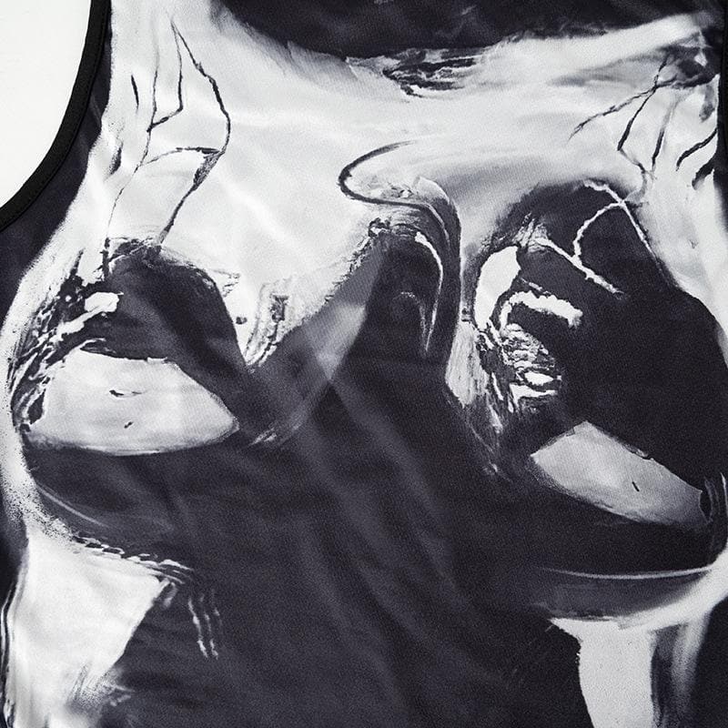 Crewneck body print contrast tank maxi dress