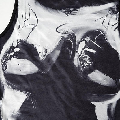 Crewneck body print contrast tank maxi dress