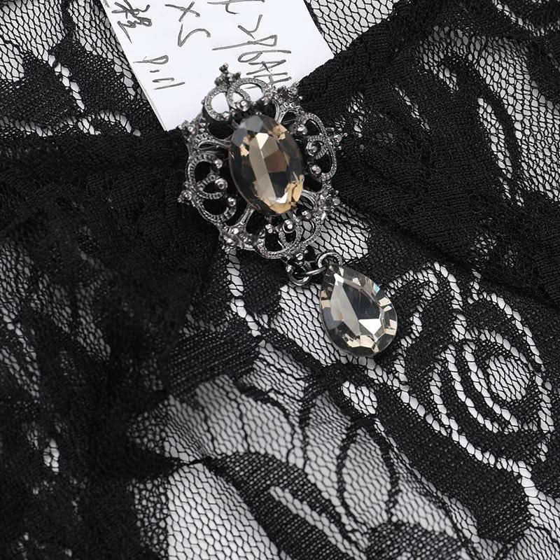Long flared sleeve lace rhinestone applique shrug