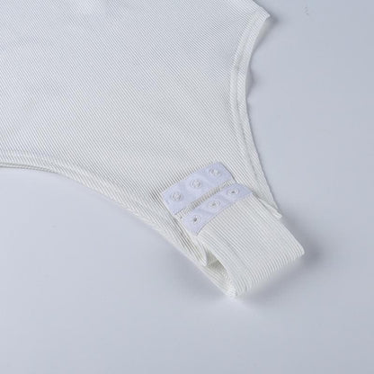 Ribbed sleeveless u neck solid bodysuit