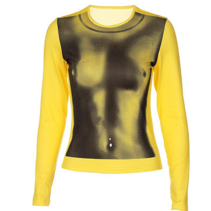Crewneck long sleeve body print thermal top