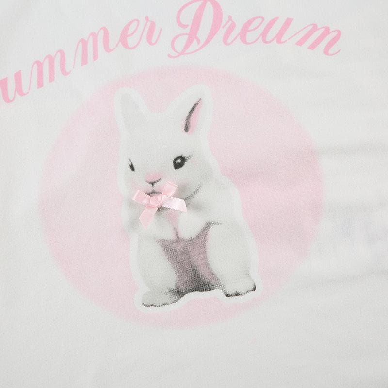 U neck rabbit print bowknot cami top