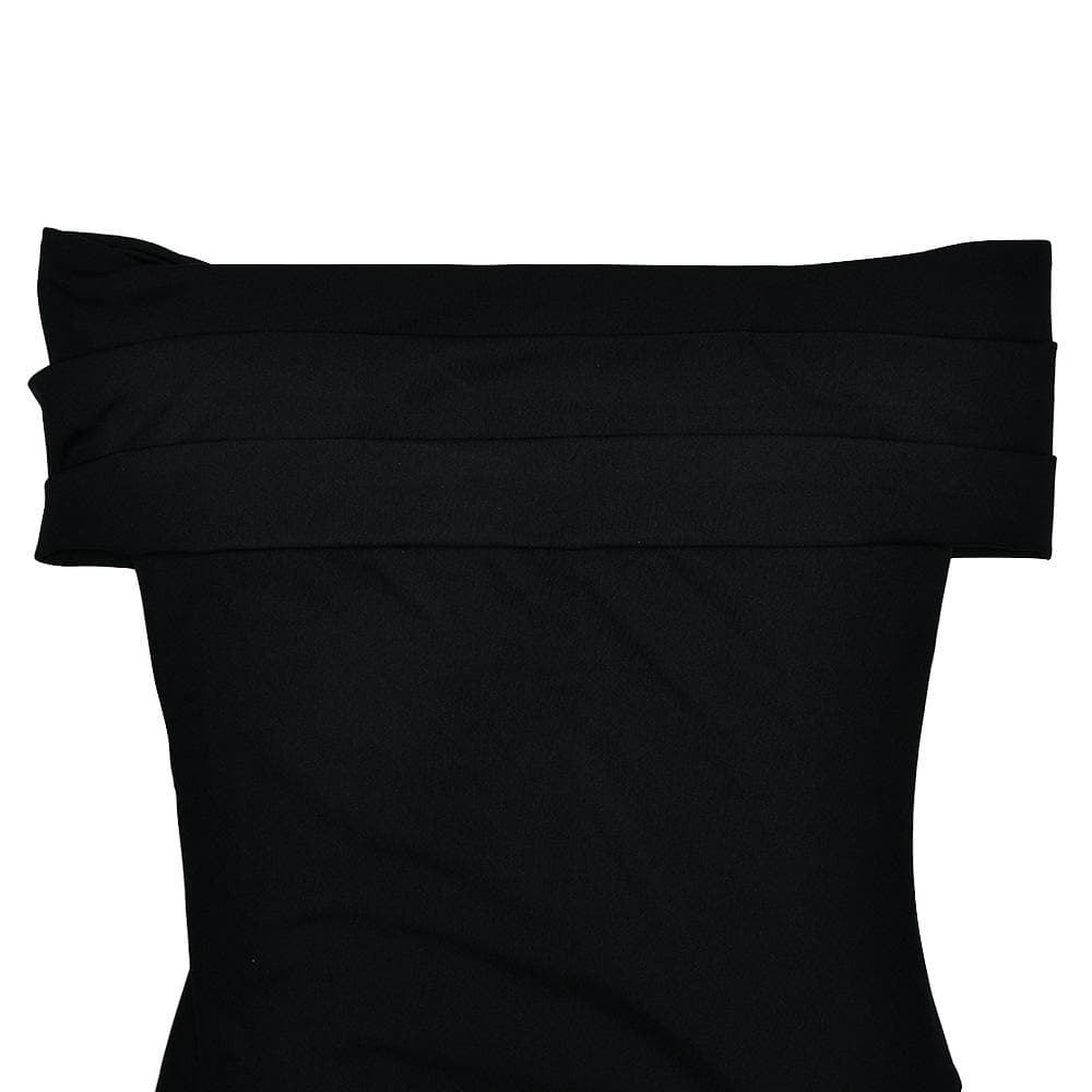 Off shoulder ruched solid backless midi dress
