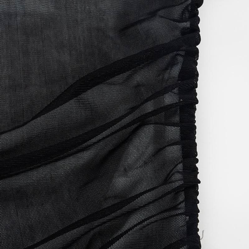 Backless mesh ruched tube mini dress