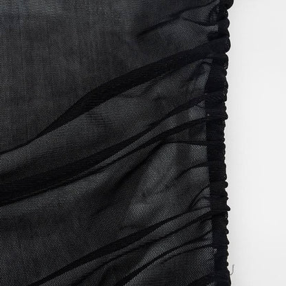 Backless mesh ruched tube mini dress