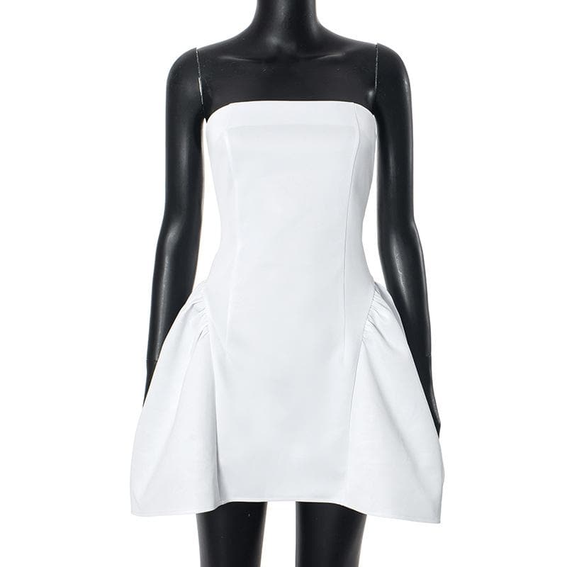 Ruched zip-up backless stitch tube mini dress