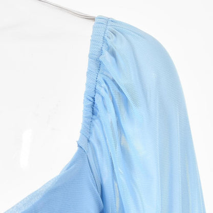 Mesh solid long sleeve ruched notch neck zip-up mini dress
