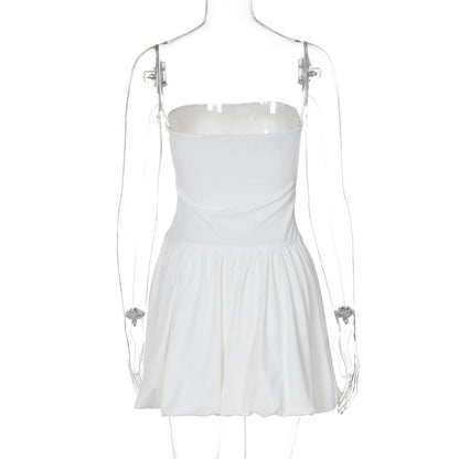 Backless solid A-line tube mini dress