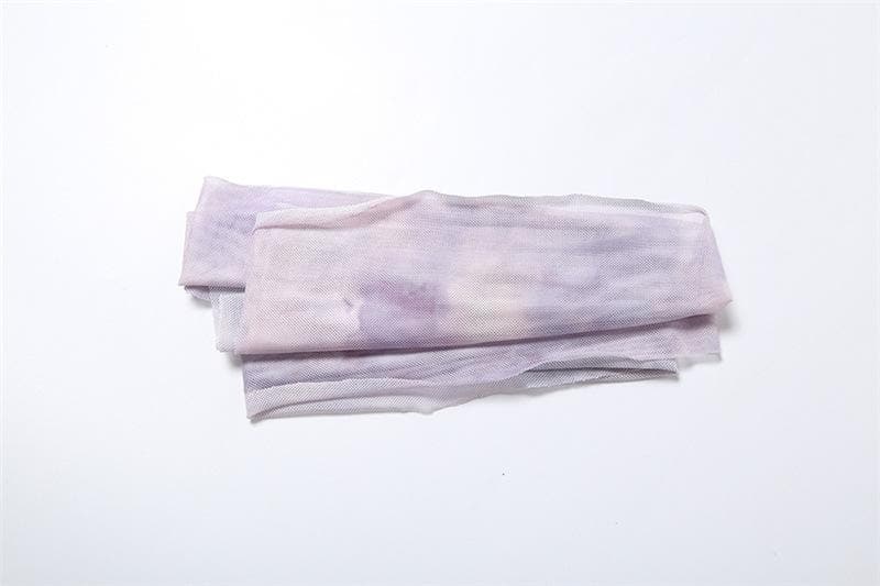 Tie dye ruched ruffle tube midi dress