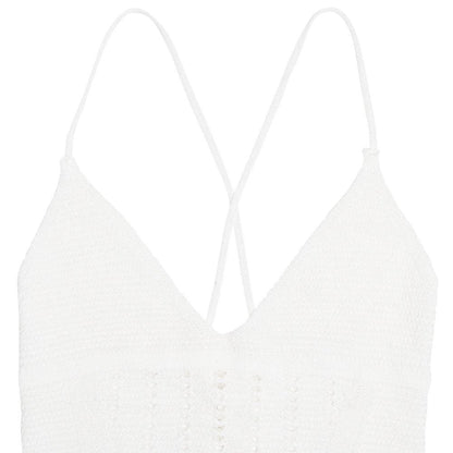 V neck knitted cross back backless cami mini skirt set