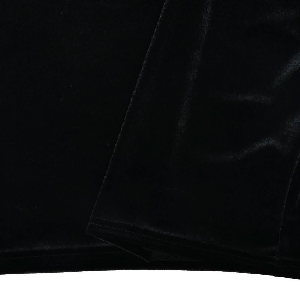 Square neck gloves mesh patchwork velvet mini dress