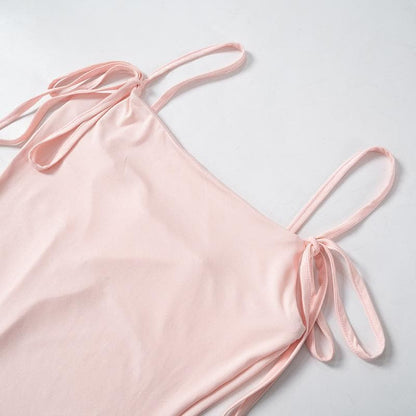 Self tie backless solid cami maxi dress