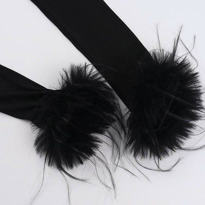 Turnover collar long sleeve fluffy button knitted top