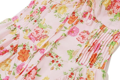 Halter print lace hem knotted maxi dress