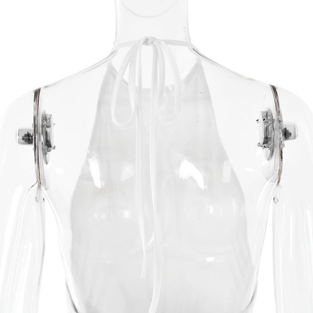 Halter backless knotted ruched maxi dress