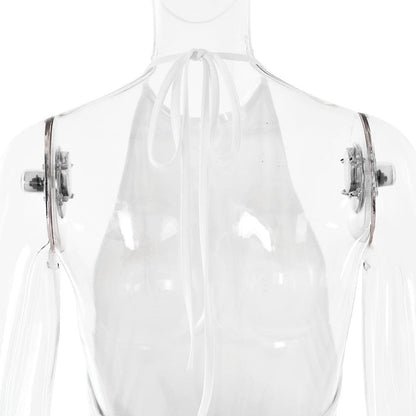 Halter backless knotted ruched maxi dress