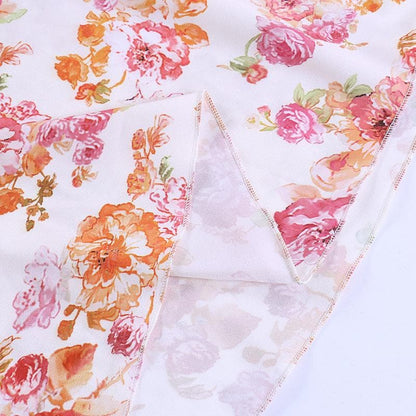 Floral Print Ruched Tie Neck Wide Strap Sleeveless A-Line Maxi Dress