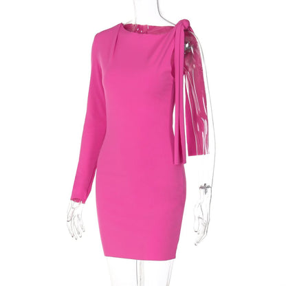 One shoulder knotted mini dress
