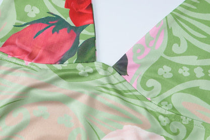 Flower print v neck cami maxi dress