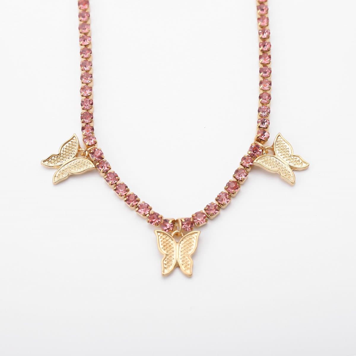 Butterfly pendant rhinestone anklet