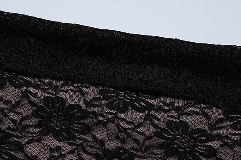Strapless Floral Lace Ruffle Side Ribbon Contrast Tube Midi Dress