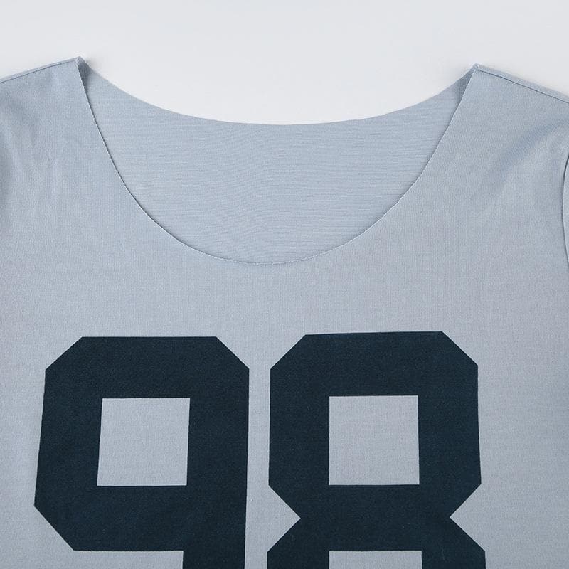 Short sleeve round neck "98" print top