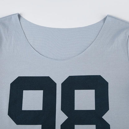 Short sleeve round neck "98" print top