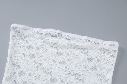 Lace see through solid tube maxi dress-final-sale