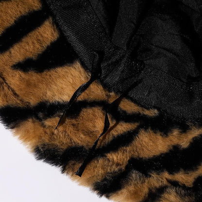 Zebra pattern fluffy fisherman bucket hat