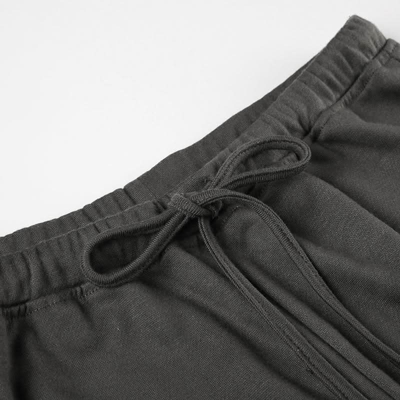 Pocket self tie low rise straight leg pant