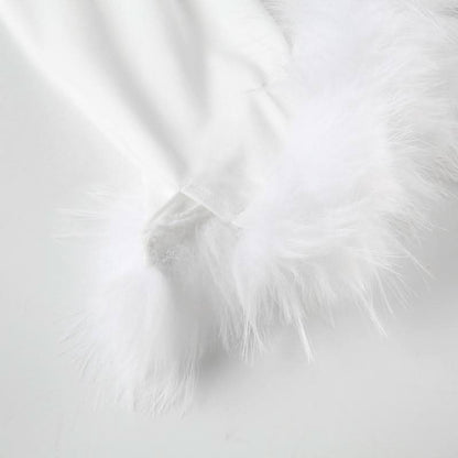 V neck fluffy cami mini dress