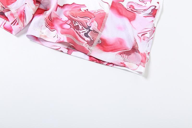 U neck zip-up print stitch tank romper