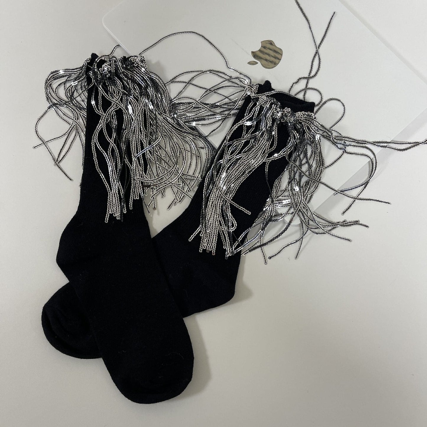 Tassels glitter contrast socks