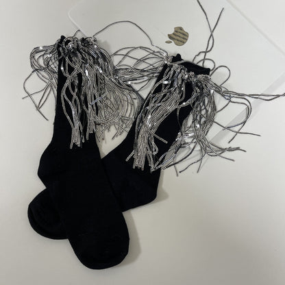 Tassels glitter contrast socks