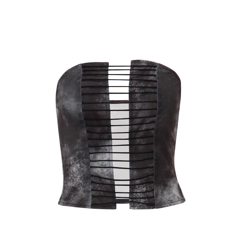 Tie dye hollow out tube crop cut out top