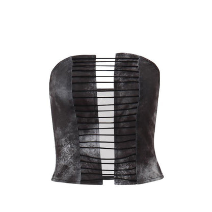 Tie dye hollow out tube crop cut out top