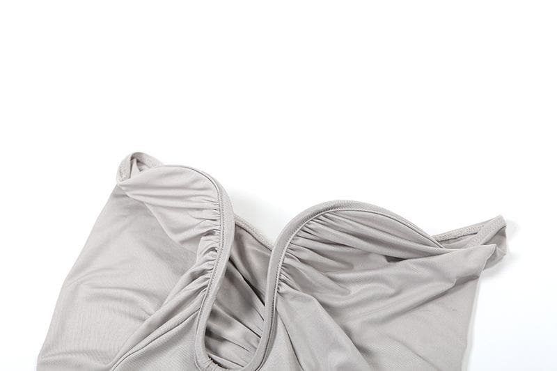 Ruched sweetheart neck irregular tube maxi dress