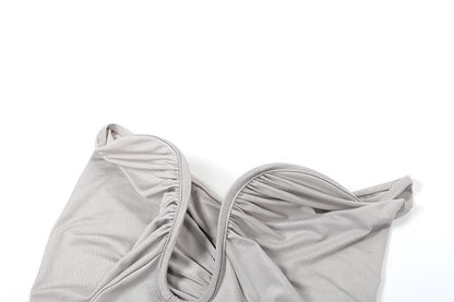 Ruched sweetheart neck irregular tube maxi dress