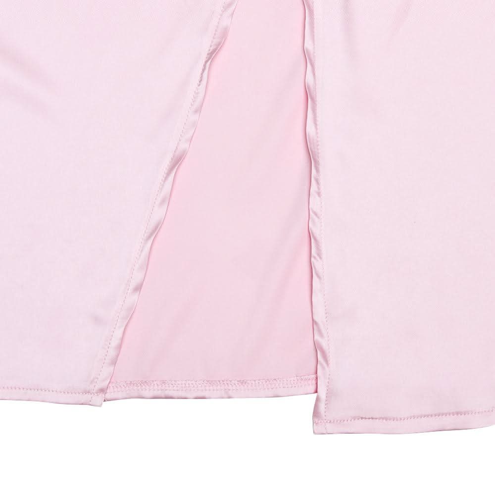 Ruched high slit satin round neck backless maxi dress